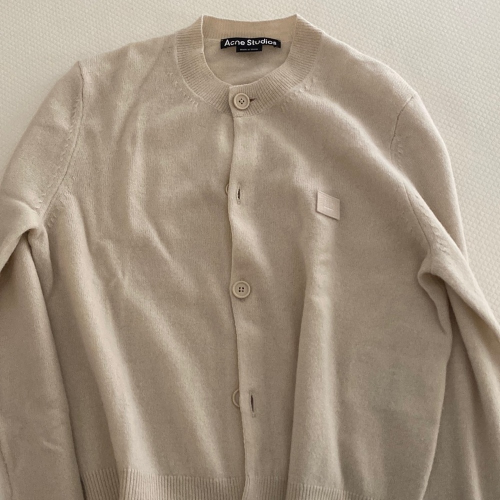 Acne Studios Beige Crewneck Button Cardigan
